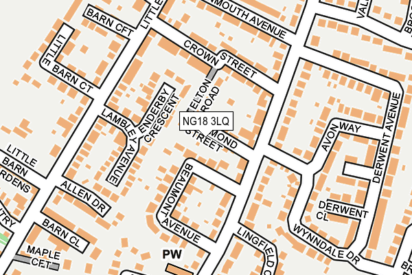 NG18 3LQ map - OS OpenMap – Local (Ordnance Survey)