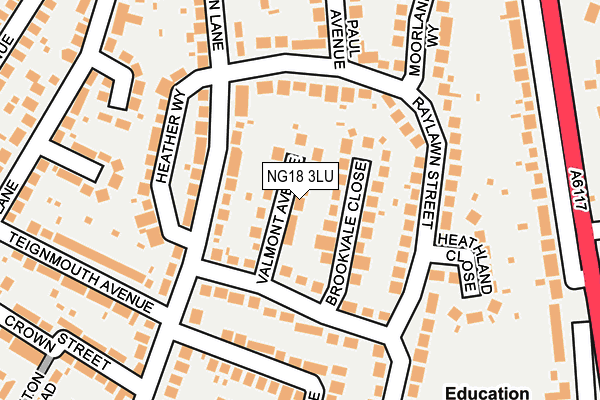 NG18 3LU map - OS OpenMap – Local (Ordnance Survey)