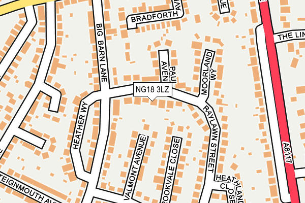 NG18 3LZ map - OS OpenMap – Local (Ordnance Survey)