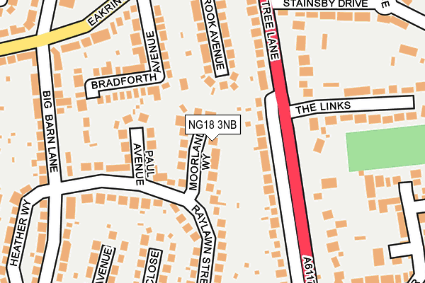 NG18 3NB map - OS OpenMap – Local (Ordnance Survey)