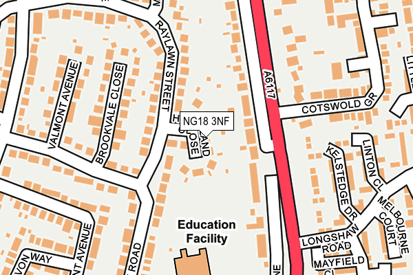 NG18 3NF map - OS OpenMap – Local (Ordnance Survey)