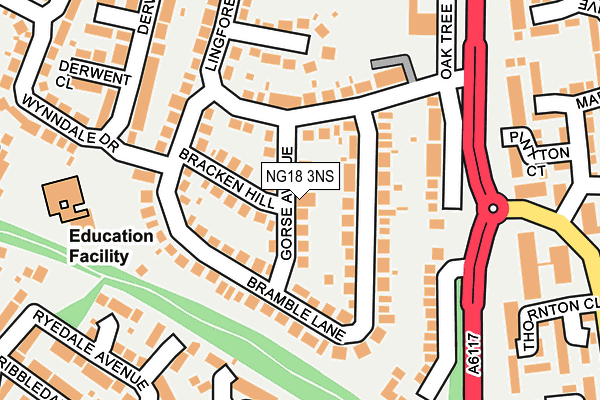 NG18 3NS map - OS OpenMap – Local (Ordnance Survey)