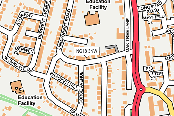 NG18 3NW map - OS OpenMap – Local (Ordnance Survey)