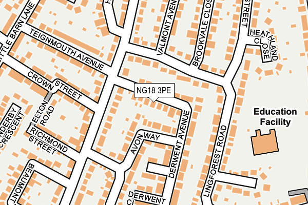 NG18 3PE map - OS OpenMap – Local (Ordnance Survey)