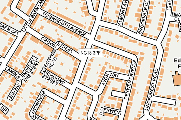 NG18 3PF map - OS OpenMap – Local (Ordnance Survey)