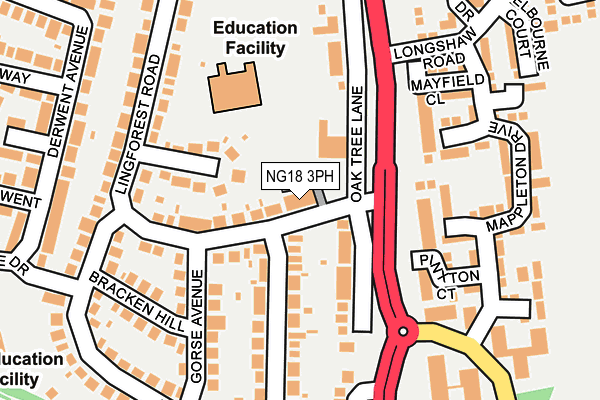 NG18 3PH map - OS OpenMap – Local (Ordnance Survey)