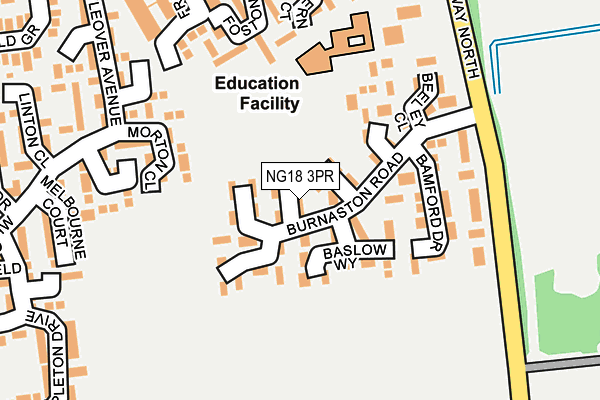 NG18 3PR map - OS OpenMap – Local (Ordnance Survey)