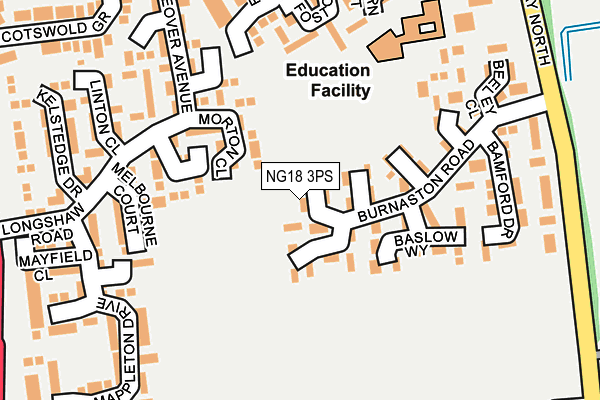 NG18 3PS map - OS OpenMap – Local (Ordnance Survey)