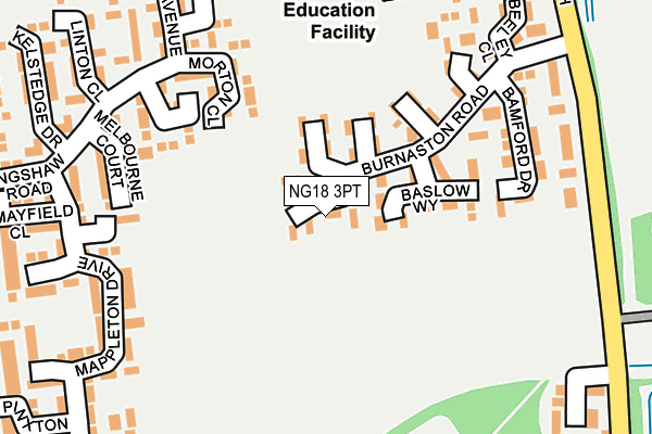 NG18 3PT map - OS OpenMap – Local (Ordnance Survey)