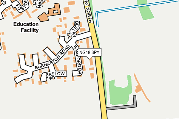 NG18 3PY map - OS OpenMap – Local (Ordnance Survey)