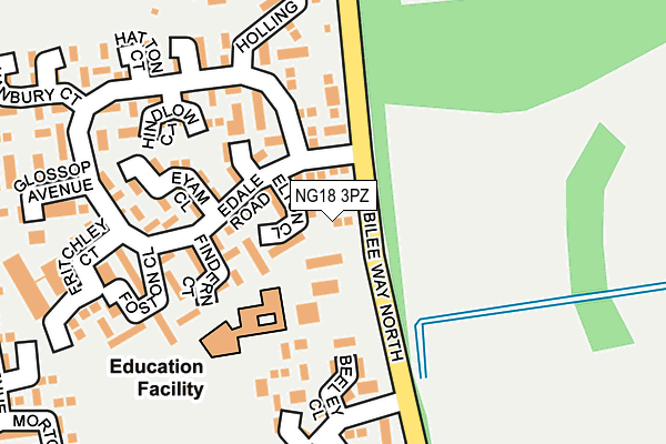 NG18 3PZ map - OS OpenMap – Local (Ordnance Survey)