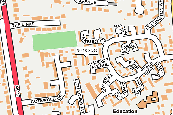 NG18 3QG map - OS OpenMap – Local (Ordnance Survey)