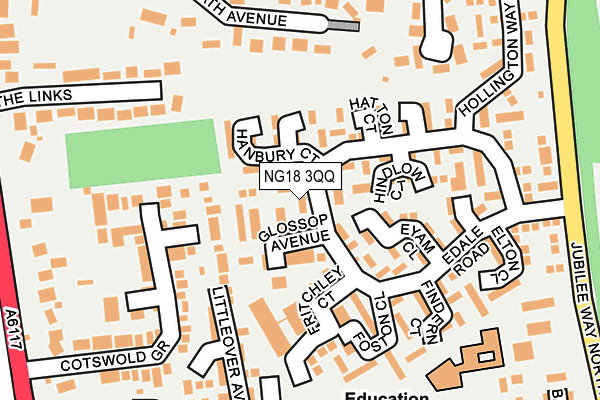 NG18 3QQ map - OS OpenMap – Local (Ordnance Survey)