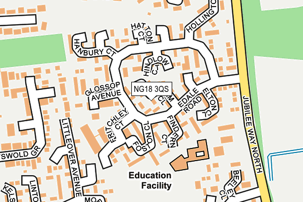 NG18 3QS map - OS OpenMap – Local (Ordnance Survey)