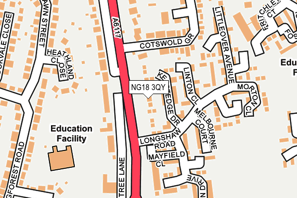 NG18 3QY map - OS OpenMap – Local (Ordnance Survey)