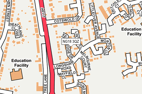 NG18 3QZ map - OS OpenMap – Local (Ordnance Survey)