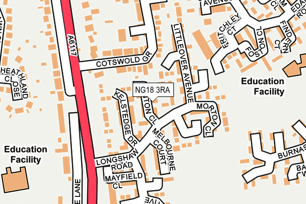 NG18 3RA map - OS OpenMap – Local (Ordnance Survey)