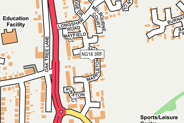 NG18 3RF map - OS OpenMap – Local (Ordnance Survey)