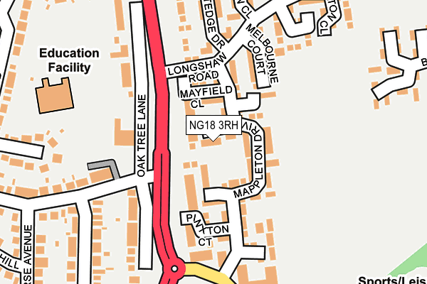 NG18 3RH map - OS OpenMap – Local (Ordnance Survey)