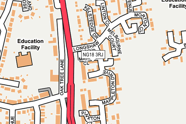 NG18 3RJ map - OS OpenMap – Local (Ordnance Survey)