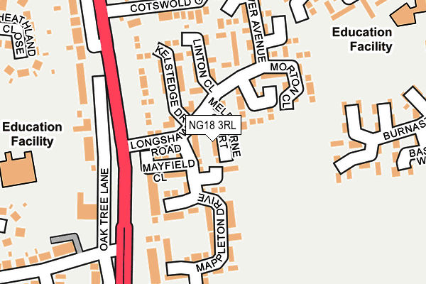 NG18 3RL map - OS OpenMap – Local (Ordnance Survey)