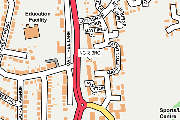 NG18 3RQ map - OS OpenMap – Local (Ordnance Survey)
