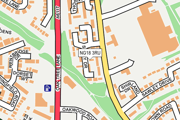 NG18 3RU map - OS OpenMap – Local (Ordnance Survey)