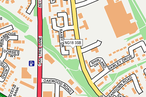 NG18 3SB map - OS OpenMap – Local (Ordnance Survey)