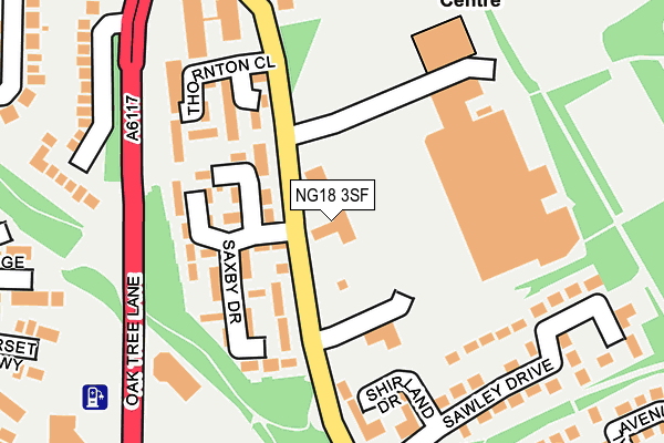 NG18 3SF map - OS OpenMap – Local (Ordnance Survey)