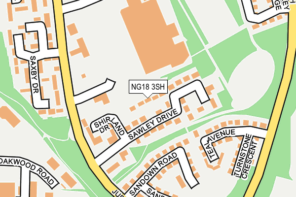 NG18 3SH map - OS OpenMap – Local (Ordnance Survey)