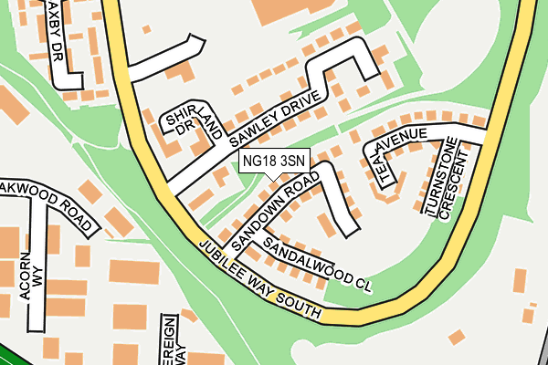 NG18 3SN map - OS OpenMap – Local (Ordnance Survey)