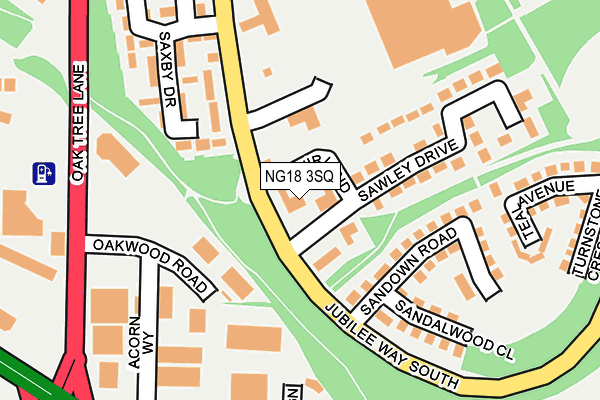 NG18 3SQ map - OS OpenMap – Local (Ordnance Survey)