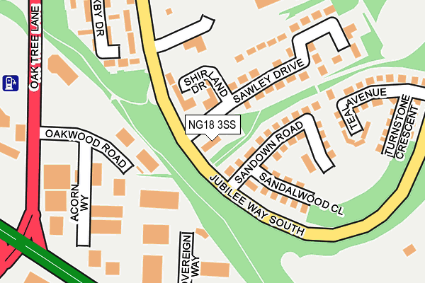 NG18 3SS map - OS OpenMap – Local (Ordnance Survey)