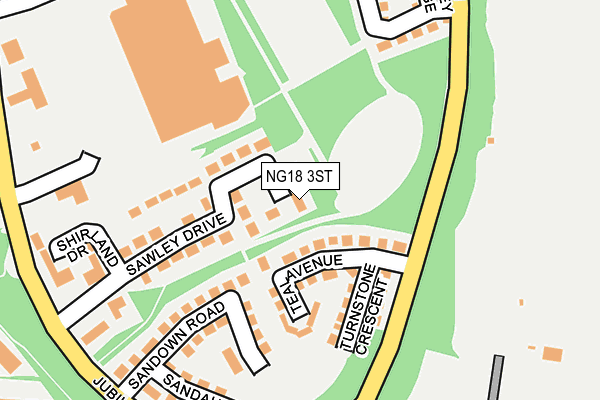 NG18 3ST map - OS OpenMap – Local (Ordnance Survey)