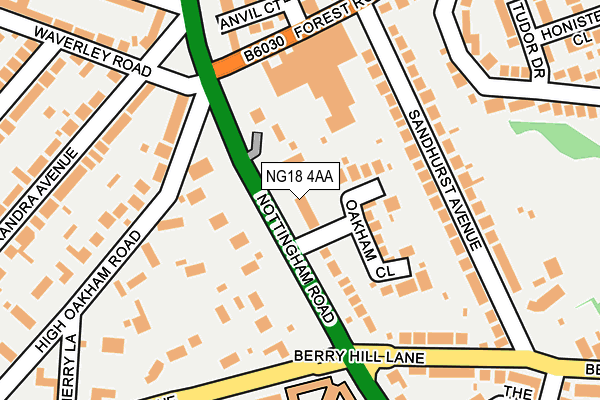 NG18 4AA map - OS OpenMap – Local (Ordnance Survey)