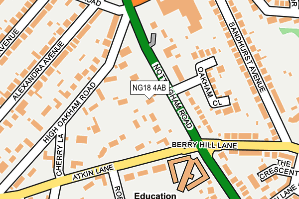 NG18 4AB map - OS OpenMap – Local (Ordnance Survey)