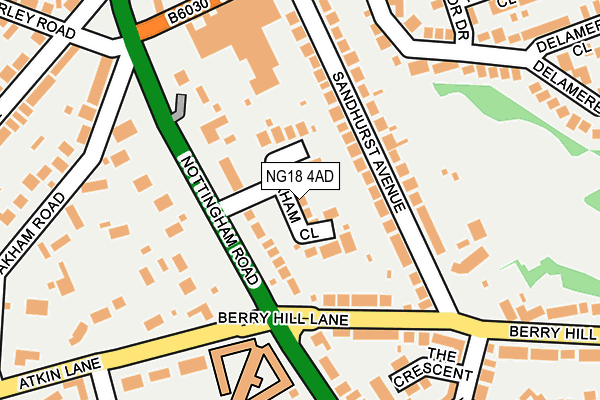NG18 4AD map - OS OpenMap – Local (Ordnance Survey)
