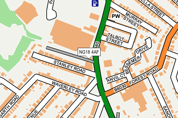 NG18 4AF map - OS OpenMap – Local (Ordnance Survey)