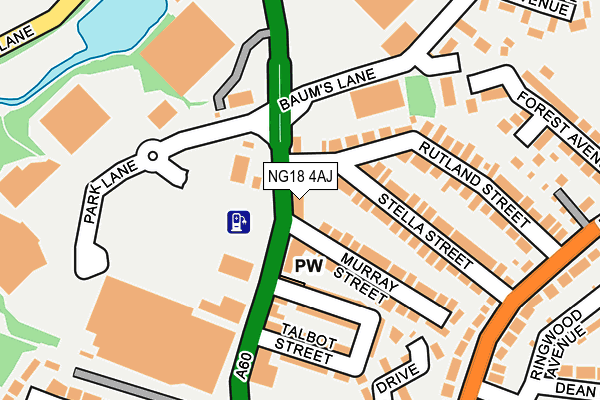 NG18 4AJ map - OS OpenMap – Local (Ordnance Survey)