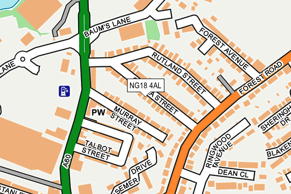 NG18 4AL map - OS OpenMap – Local (Ordnance Survey)