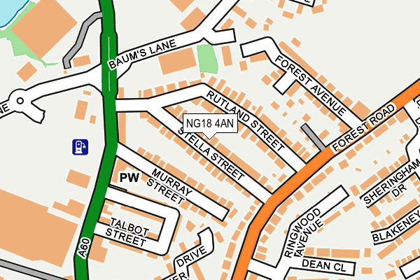 NG18 4AN map - OS OpenMap – Local (Ordnance Survey)