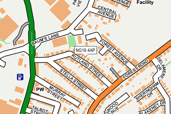 NG18 4AP map - OS OpenMap – Local (Ordnance Survey)