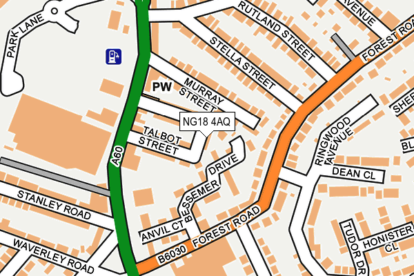 NG18 4AQ map - OS OpenMap – Local (Ordnance Survey)