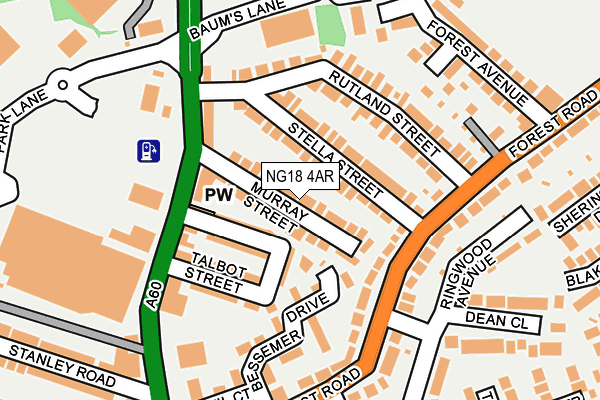 NG18 4AR map - OS OpenMap – Local (Ordnance Survey)