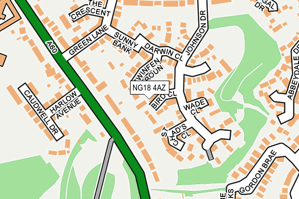 NG18 4AZ map - OS OpenMap – Local (Ordnance Survey)