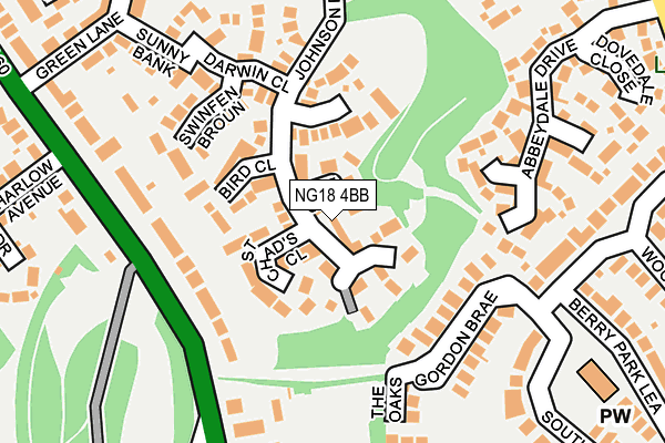 NG18 4BB map - OS OpenMap – Local (Ordnance Survey)