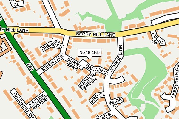 NG18 4BD map - OS OpenMap – Local (Ordnance Survey)