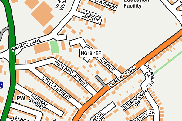 NG18 4BF map - OS OpenMap – Local (Ordnance Survey)