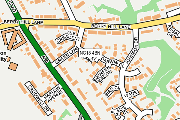 NG18 4BN map - OS OpenMap – Local (Ordnance Survey)