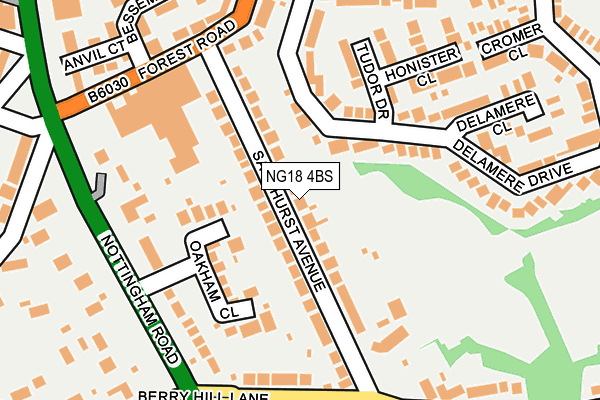 NG18 4BS map - OS OpenMap – Local (Ordnance Survey)